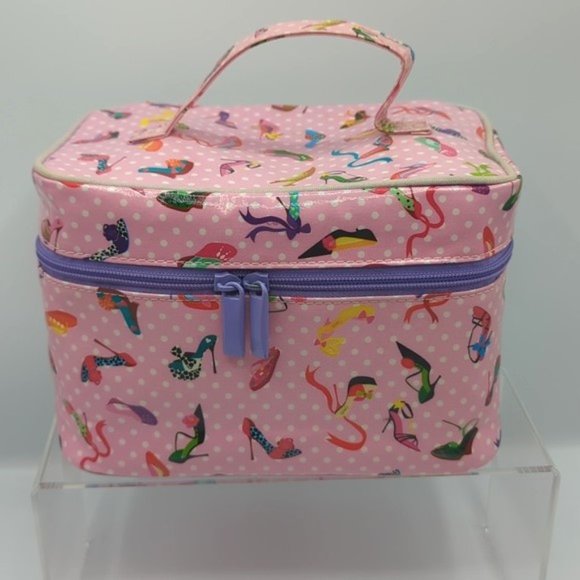 Paperchase Pink Polk A Dot Heels Cosmetic Travel Bags Barbiecore - Picture 2 of 14